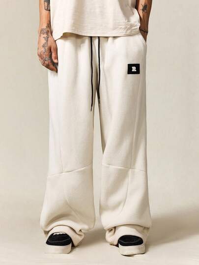 Street Life Pantalones casuales de pierna ancha con cordón en la cintura y bolsillos, de ajuste holgado, con estampado de letras, versátiles para el transporte