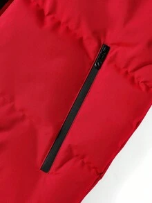 Manfinity Homme Men's Solid Color Long Sleeve Loose Hooded Dress, Winter Father-Son Matching Dress, Suitable As Gift For Friends, Husbands, Boyfriends - Red - View 6