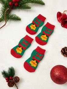 PETSIN 1 Style Pet Cartoon Socks, Christmas Stockings (Santa Claus, Reindeer, Snowman Patterns), Non-Slip Paw Covers, Non-Slip & Stain-Resistant, Christmas Pet Supplies - Multicolor - View 22