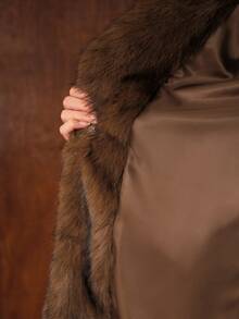 MOTF PREMIUM AUTUMN/WINTER FAUX FUR LAPEL LONG COAT WITH BUCKLE BELT
