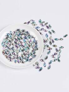 100 件 7x15 毫米榄尖形水晶 AB 色亚克力缝纫透明扁平花式缝纫石适用于服装、礼服、婚礼装饰 (AB) - 杏色 - 查看 6