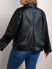 Vionelle Giacca con collo a lancia a manica lunga  tinta unita per donne taglie forti