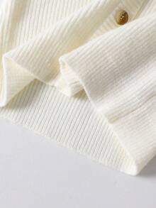 女童毛衣裙套装，荷叶边领针织开衫和百褶裙，适合年轻女孩的学院风针织连衣裙，2025 秋冬新品系列 - 杏色 - 查看 8