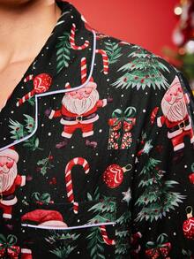 Notgurli Schelmisches Mädchen bequemer Bubble-Gaze Karomuster Kragen Vorderteil Kurzarm Shorts Herren Pyjama Set, hochwertige Bequemlichkeit Chic Herbst - Verschiedenfarbig - Übersicht 5