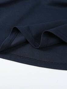 SHEIN Girls Casual Collared Waist Fit & Flare Embroidered Logo Dress, Suitable For Daily Casual Outings And School, Autumn - Navy Blue - View 7