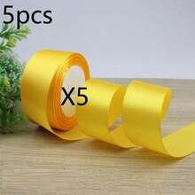 1/5pcs 4cm Wide Colored Gift Wrapping Ribbon, Satin Ribbon, Silk Ribbon, Weaving Ribbon For Rose Flower Decor, Gift Box Packaging Bowknot - Beige - View 12