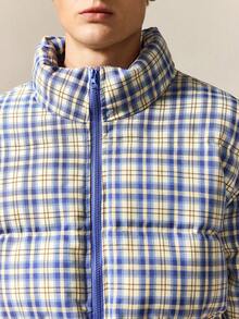 ROMWE MEN Street Life 男士休闲格子拉链宽松冬季夹克 - 彩色 - 查看 7