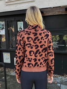 Elyressa Áo len chui đầu dài tay cổ tròn họa tiết da báo dành cho nữ - Nhiều màu - Xem 2