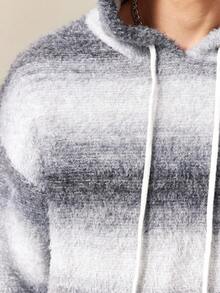 ROMWE MEN Prep Sudadera con capucha casual de hombre con efecto degradado, para otoño/invierno - Gris Oscuro - Ver 2
