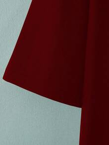 Aesthetic Post 大码男式标语印花撞色休闲通勤短袖 Polo 衫 - 酒紅色 - 查看 3