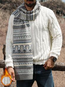 Manfinity Nomadique Men's Casual Solid Color Pullover Sweatshirt, Autumn/Winter Cashmere Men S Clothing Knit Wear Men Men Winter Clothes Mens Fall Collection Men Scarf Daily Leisure, Weekend Trips, Outdoor Activities, Travel Expeditions, Relaxed Work Environments Or Semi-Formal Occasions,Boyfriend/Husband Gift, Anniversary Gift