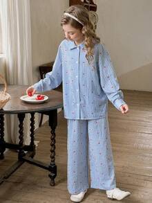 LMoss Kids LMoss Tween Girl 3 Pieces Set: Woven Striped Casual Shirt, Solid Knit Tank Top, And Leggings, Teen Girl Two Piece Set, Girl Spring Autumn Suit,Cozy Fall & Winter Styles,Long Sleeve