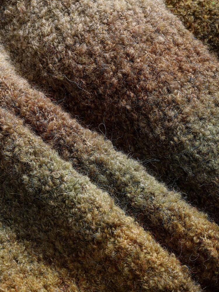 Dazy Plus Plus Size Loose Fit Thick Ombre Striped Crew Neck Pullover Sweater, Casual Street Style For Women, Autumn/Winter