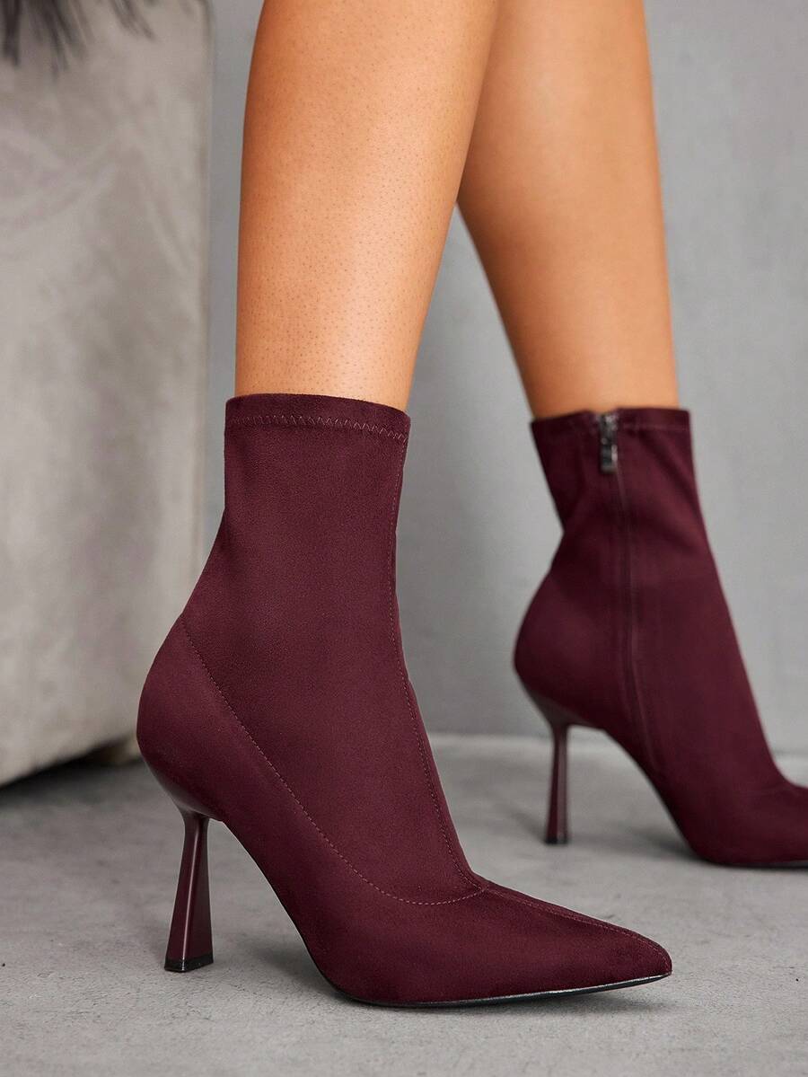 CUCCOO SZL Botas de tacón alto elegantes y de moda para el trabajo de las mujeres - Burdeos - Ver 1