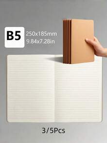 SHEIN Sổ tay A5/B5 màu Kraft/đen, sổ ghi chép đơn giản với các ô vuông kẻ ngang, sổ tay trắng số lượng lớn, sổ nhật ký du lịch không kẻ dòng, sổ phác thảo, sổ ghi nhớ, sổ kế hoạch cho văn phòng, lớp học. - Nhiều màu - Xem 11