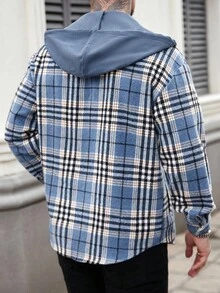 Manfinity Homme معطف كوردوروي مخطط مزود بقبعة للرجال، مثالي للتجمعات في فصلي الخريف والشتاء - متعدد الألوان - مشاهدة 2