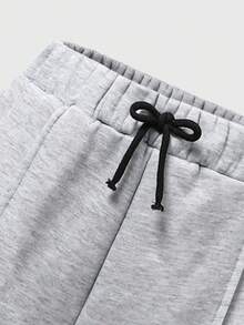 SHEIN Sparklyn Teen Girl Casual Wide Leg Knit Fabric Pants, Loose Fit Comfortable, Suitable For Autumn/Winter Daily Commute, Outing, Party, Photo Shoot, Shopping