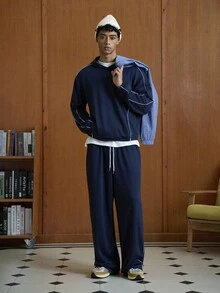 TOKVUE 男士连帽卫衣和裤子 男士两件套 男士套装 男士运动服 男士运动套装 男士慢跑套装，秋季服装 - 寶藍色 - 查看 5