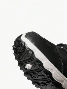 JNSQ 1 Paar Jungen Schwarze Klettverschluss Flache Lässig Bequeme Warme Fleece Schneestiefel, geeignet für winterliche Outdoor-Aktivitäten im Alltag