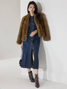 Heiryn 女式前扣无袖简约紧身连衣裙，适合日常穿着的休闲装 - 深色水洗藍 - 查看 3