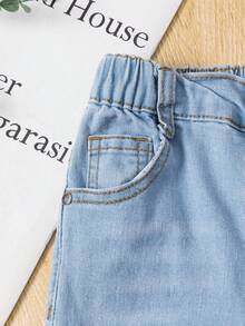 SHEIN Vintaside Kids Young Girl Casual Preppy Daily Cat Whisker Elastic Waist Flat Pockets Skinny Jeans,The Best Daily Fashion Outfits