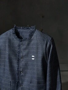 NEON BLANC Men's Plaid Long Sleeve Fringe Trim Casual Jacket, For Fall Winter