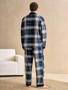 EverLounge Gentleman Vintage Contrast Color Men's Pajama Set, Fall Clothes - Multicolor - View 2