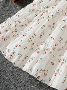 SHEIN Elladie kids 2pcs Girls Fashionable Suit Collar Long Sleeve Jacket Paired With Elastic Waist A-Line Floral Print Slip Dress Set, Suitable For Casual, Holiday Wear, Spring/Autumn Toddler Girl Fall Outfits 2 Piece Toddler Girl Outfits Baby Girl Corduroy Jacket Kids Corduroy Jacket Toddler Girl Corduroy Jacket Winter - Brown - View 5