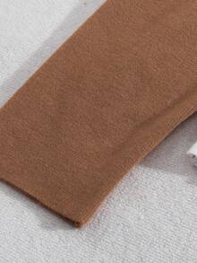 SHEIN Clasi Suéter casual de mujer de talla grande con cuello alto, manga larga, diseño de botones y contraste de color, para otoño/invierno