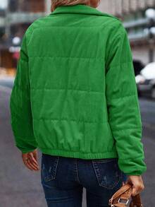SHEIN LUNE Snap Button Up Padded Padded Coat Clothes Winter - Green - View 2