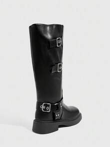 Daringsoles Giày bốt cao đến giữa bắp chân màu đen thời trang dành cho nữ - màu đen - Xem 10