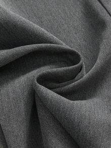 ROMWE 女式可爱腰部花朵分层阔腿裤，内配短裤 - 灰色 - 查看 4