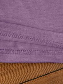 INAWLY Áo thun nữ cổ tròn tay ngắn in họa tiết hoa mùa hè - Màu Lilac Tím - Xem 5