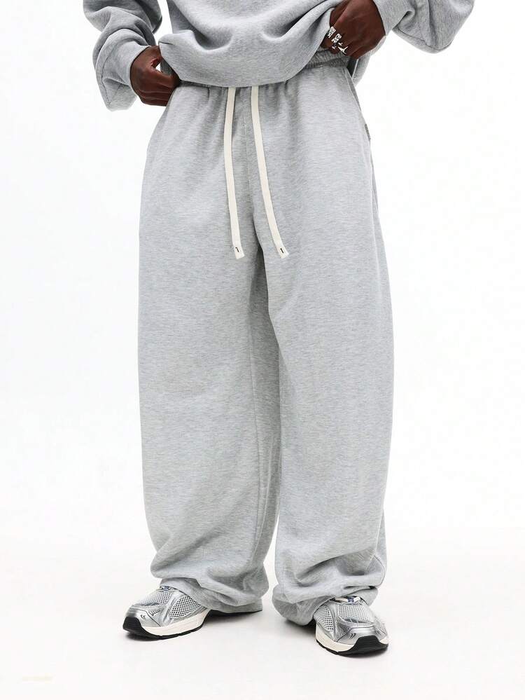 Wide Leg Fleece Sweatpants With Drawstring Waist
