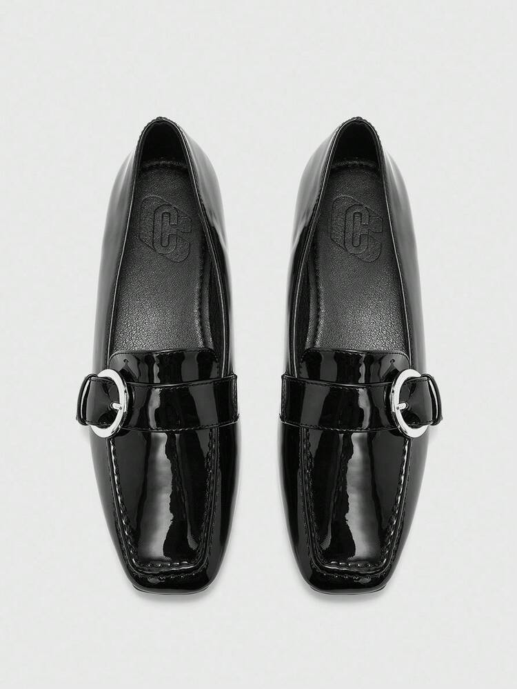 CUCCOO BIZCHIC 女性用快適カジュアルスリッポンローファー、通勤、アウトドア、仕事、デイリー使いに適したブラックフラットシューズ