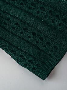 Celisse Women's Casual Solid Color Bell Sleeve Cropped Thin Cardigan - Dark Green - View 3