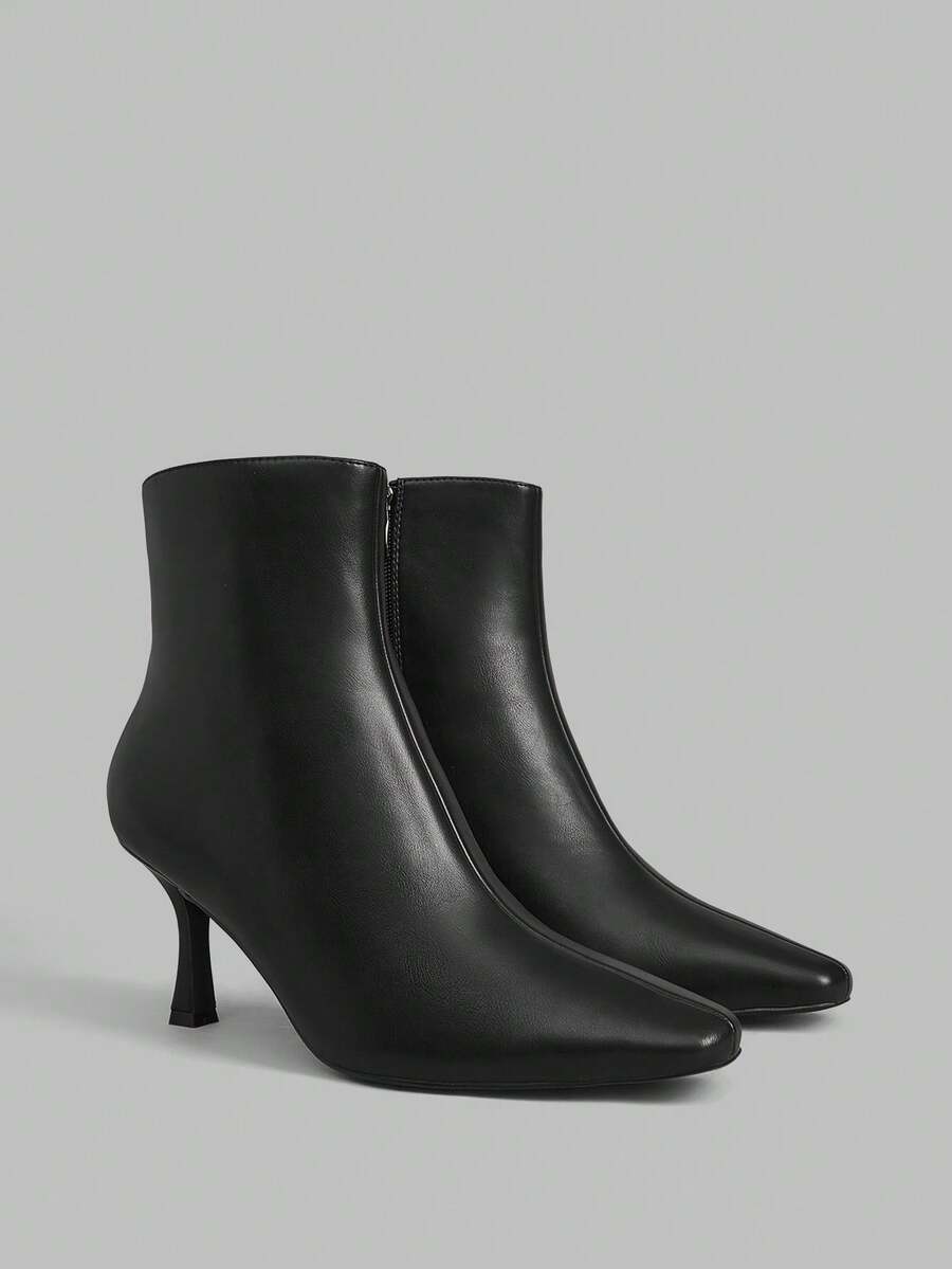Ontre 女士方头极简舒适踝靴 - 黑色 - 查看 1