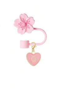2pcs/1set Heart & Letter Pomegranate Flower Straw Topper, Pink Cup Letter Marker, And Silicone Pomegranate Flower Reusable Straw Cap For 10mm Wide Straw, Cute Letter Decorations, Suitable For Modern Minimalist Glass Cups - Pink - View 38