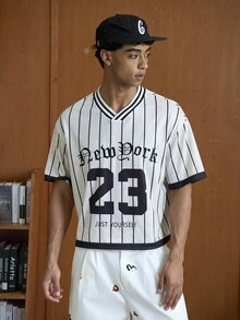 TOKVUE 男士 T 恤棒球衫 23 球衣衬衫男士棒球服棒球球衣细条纹棒球衫 - 彩色 - 查看 4