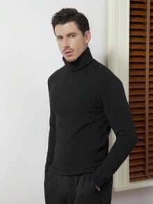 Core Aspect 今秋新款男士T恤，高领打底，休闲保暖长袖，百搭款式，散发高端都市休闲气息，适合日常通勤和外出。男士高领，秋冬必备内搭单品，例如夹克、大衣、毛呢大衣、风衣等。保暖、有弹性，纯色百搭。 - 黑色 - 查看 3