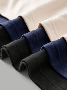 SHEIN BASICS 3 chiếc váy ngắn cổ lọ tay dài dệt kim màu trơn dành cho nữ - Màu xanh hải quân - Xem 5