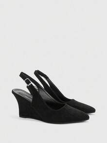 CUCCOO BIZCHIC Giày cao gót đế xuồng mũi nhọn màu đen quai sau thoải mái, thanh lịch cho nữ - màu đen - Xem 4