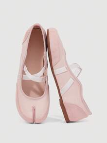 SheIn MOD Women's Black Round Toe Classic Retro Criss-Cross Lace-Up Dance Shoes For Christmas - Pink - View 1