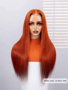 ALL READY WIG 直发透明蕾丝前假发 S33D 棕红色 6x4 无胶预剪预拔真人头发无需胶水自然发际线 180% 密度柔软丝滑耐热易于造型轻盈万圣节服装 - S33D - 查看 2