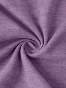 INAWLY Áo thun nữ cổ tròn tay ngắn in họa tiết hoa mùa hè - Màu Lilac Tím - Xem 4
