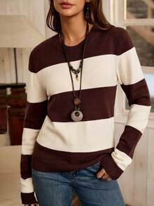 LanaWest 时尚优雅高端毛衣，女士长袖宽松针织套头衫，秋冬 - 彩色 - 查看 3