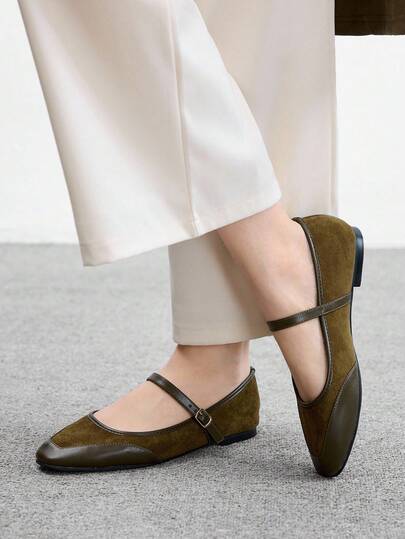 CUCCOO BIZCHIC Zapatos planos de punta cuadrada negros y sencillos, elegantes, versátiles, casuales, cómodos, de slip-on, adecuados para el lugar de trabajo, el transporte, las citas y las ocasiones formales