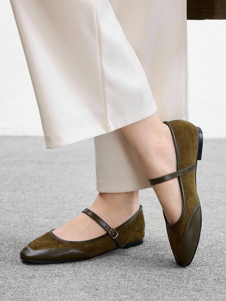 CUCCOO BIZCHIC Black Simple Square Toe Flat Shoes, Elegant, Versatile, Casual, Comfortable, Slip-On, Suitable For Workplace, Commute, Dates, And Formal Occasions For Christmas Spring Shoes