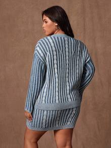Sunspun Bộ áo khoác cardigan tay dài và chân váy ôm sát hiệu ứng denim thu/đông mới - Nhiều màu - Xem 2