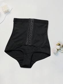 SHEIN Women's High Waist Tummy Control Shapewear Panties,Black Summer Tight Front Closure Minimalist Shapewear Pants With Hooks,Formal Evening Gym Underwear - Black - View 7